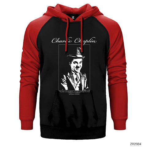 Charlie Chaplin Quotes Çift Renk Reglan Kol Sweatshirt / Hoodie