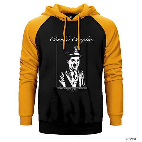 Charlie Chaplin Quotes Çift Renk Reglan Kol Sweatshirt / Hoodie