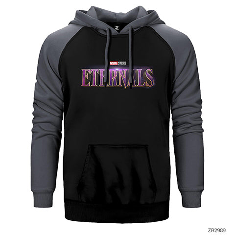 Eternals Logo Çift Renk Reglan Kol Sweatshirt / Hoodie