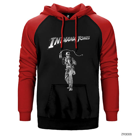 Indiana Jones BW Çift Renk Reglan Kol Sweatshirt / Hoodie