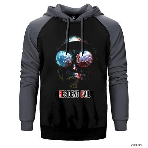 Resident Evil Gas Mask Çift Renk Reglan Kol Sweatshirt / Hoodie