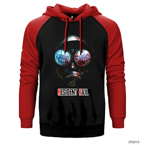 Resident Evil Gas Mask Çift Renk Reglan Kol Sweatshirt / Hoodie