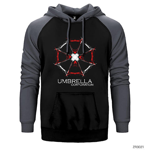 Resident Evil Umbrella Corparation Çift Renk Reglan Kol Sweatshirt / Hoodie