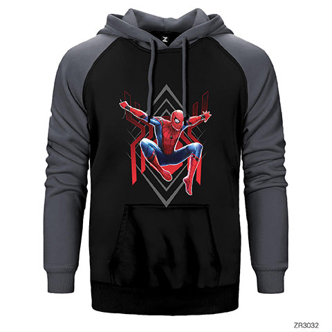 Spiderman Jump Çift Renk Reglan Kol Sweatshirt / Hoodie