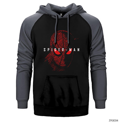 Spiderman Sketched Çift Renk Reglan Kol Sweatshirt / Hoodie