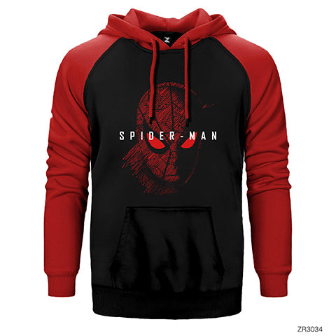 Spiderman Sketched Çift Renk Reglan Kol Sweatshirt / Hoodie