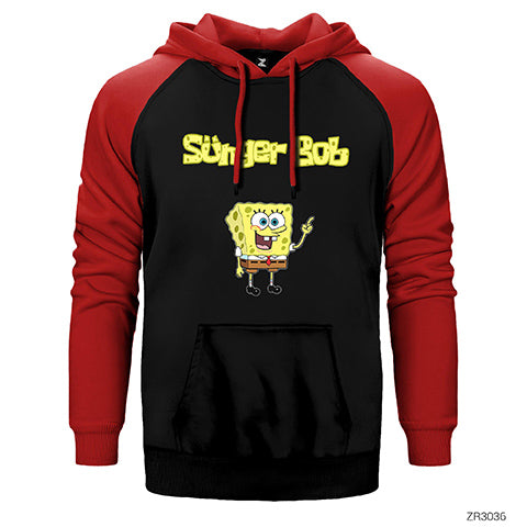Sünger Bob Çift Renk Reglan Kol Sweatshirt / Hoodie