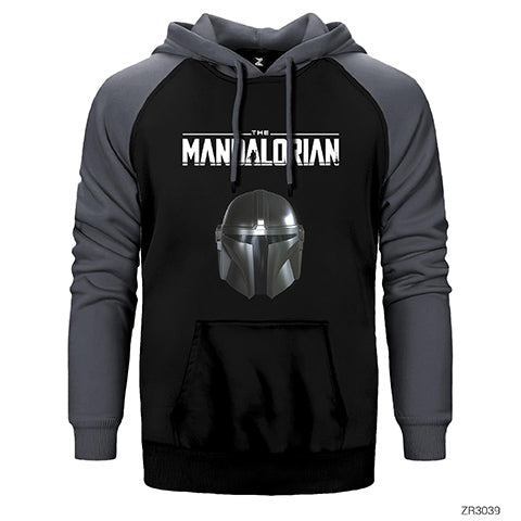 The Mandalorian Helmet Çift Renk Reglan Kol Sweatshirt / Hoodie