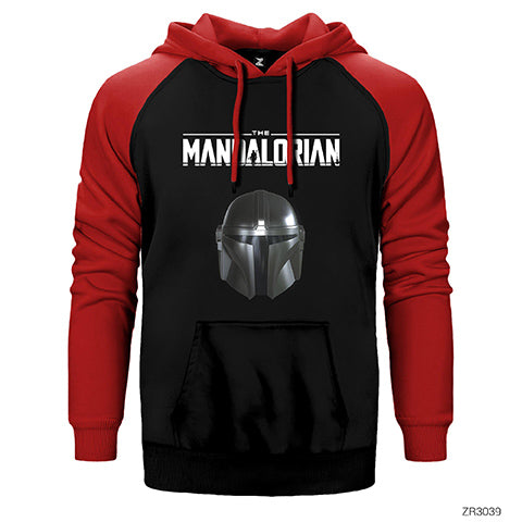 The Mandalorian Helmet Çift Renk Reglan Kol Sweatshirt / Hoodie