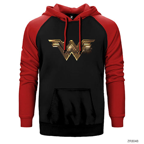 Wonder Woman Gold Çift Renk Reglan Kol Sweatshirt / Hoodie