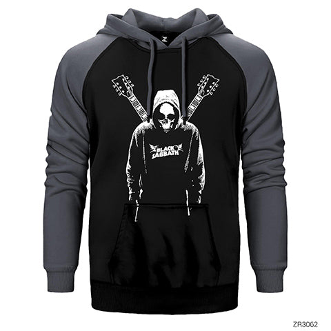 Black Sabbath Guitars Çift Renk Reglan Kol Sweatshirt / Hoodie