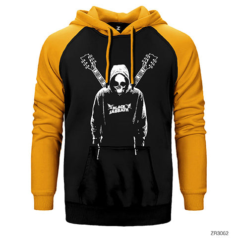 Black Sabbath Guitars Çift Renk Reglan Kol Sweatshirt / Hoodie