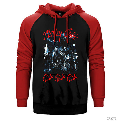 Mötley Crüe Girls Çift Renk Reglan Kol Sweatshirt / Hoodie