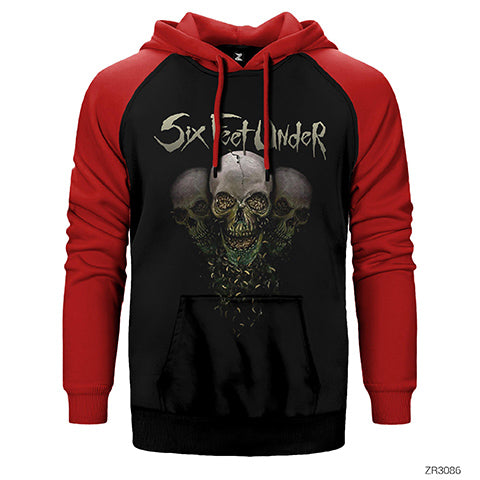 Six Feet Under Skulls Çift Renk Reglan Kol Sweatshirt / Hoodie