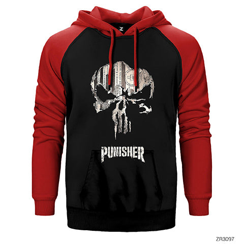 Punisher Confident Çift Renk Reglan Kol Sweatshirt / Hoodie