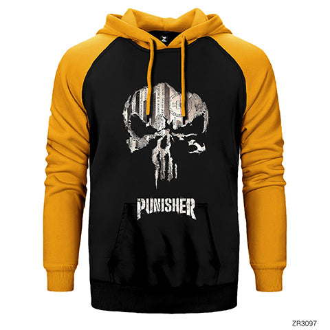 Punisher Confident Çift Renk Reglan Kol Sweatshirt / Hoodie