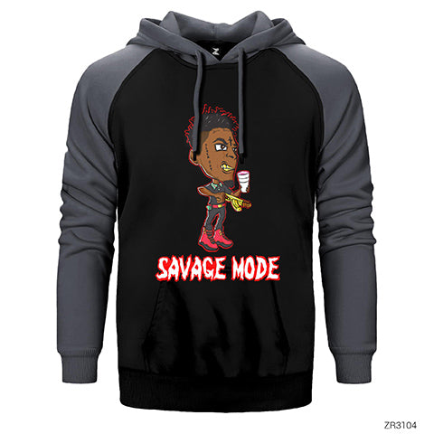 21 Savage Mode Çift Renk Reglan Kol Sweatshirt / Hoodie