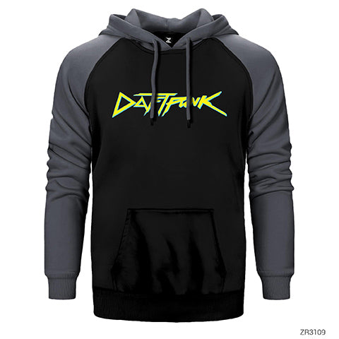 Daft Punk Logo Çift Renk Reglan Kol Sweatshirt / Hoodie