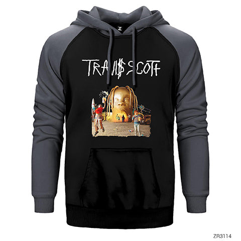 Travis Scott Çift Renk Reglan Kol Sweatshirt / Hoodie