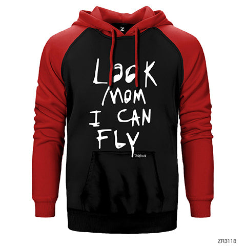 Travis Scott Look Mom I Can Fly Çift Renk Reglan Kol Sweatshirt / Hoodie