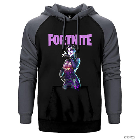 Fortnite Dark Bomber Çift Renk Reglan Kol Sweatshirt / Hoodie