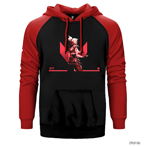 Valorant Jett Çift Renk Reglan Kol Sweatshirt / Hoodie