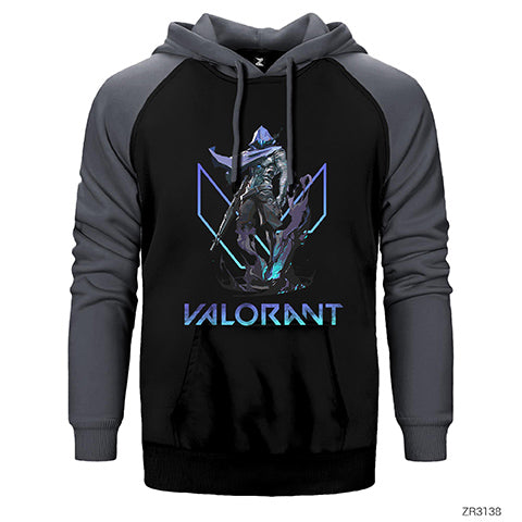 Valorant Omen Çift Renk Reglan Kol Sweatshirt / Hoodie