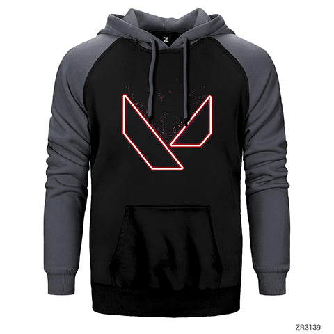 Valorant Outlined Çift Renk Reglan Kol Sweatshirt / Hoodie