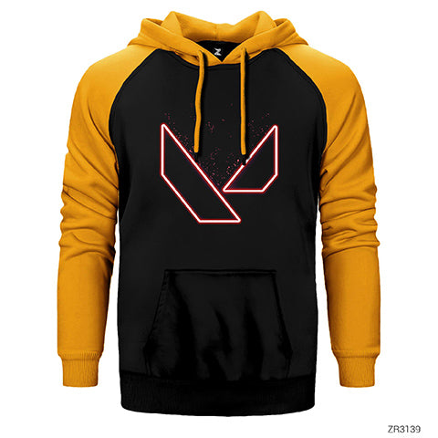 Valorant Outlined Çift Renk Reglan Kol Sweatshirt / Hoodie