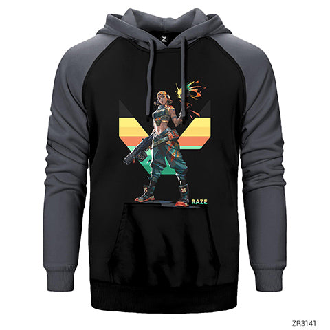 Valorant Raze Çift Renk Reglan Kol Sweatshirt / Hoodie
