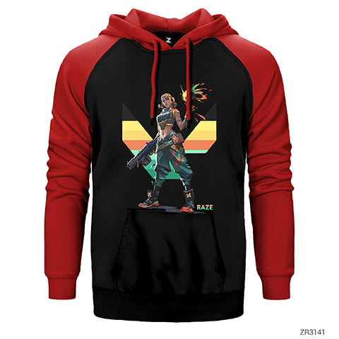Valorant Raze Çift Renk Reglan Kol Sweatshirt / Hoodie