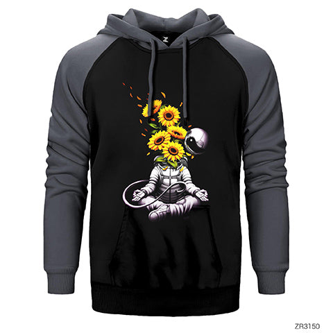 Astranot Meditasyon Çift Renk Reglan Kol Sweatshirt / Hoodie