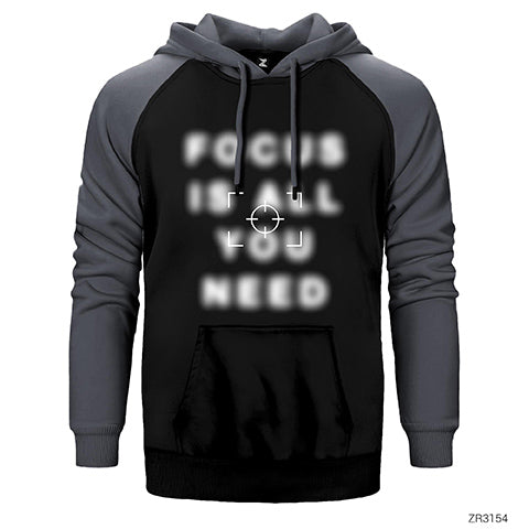 Focus Çift Renk Reglan Kol Sweatshirt / Hoodie