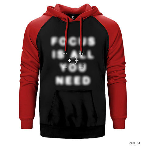 Focus Çift Renk Reglan Kol Sweatshirt / Hoodie
