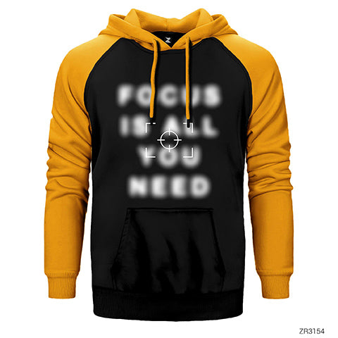 Focus Çift Renk Reglan Kol Sweatshirt / Hoodie