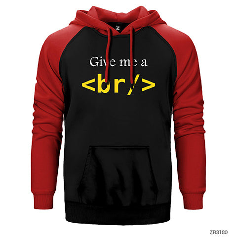 HTML Give Me Br Çift Renk Reglan Kol Sweatshirt / Hoodie