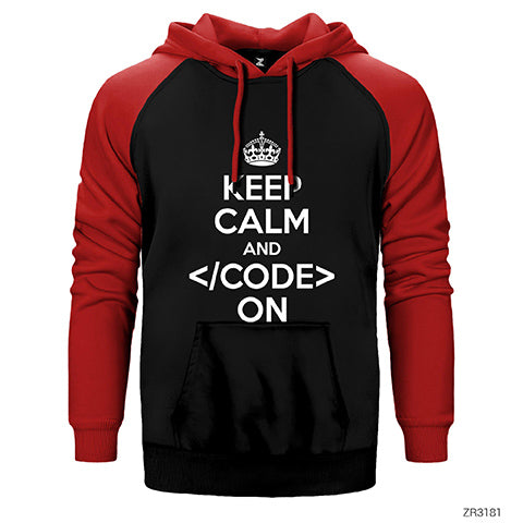 Keep Calm Code Çift Renk Reglan Kol Sweatshirt / Hoodie