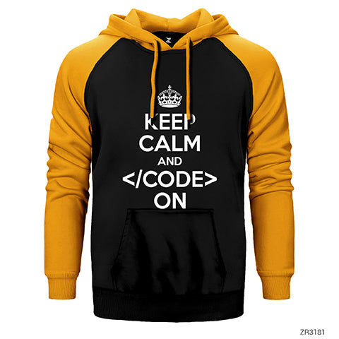 Keep Calm Code Çift Renk Reglan Kol Sweatshirt / Hoodie