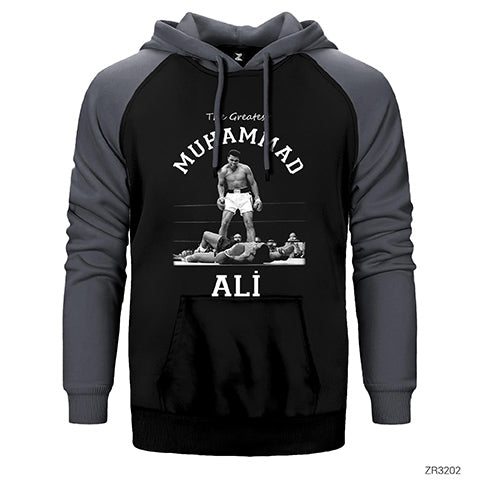 Muhammed Ali Knock Out Çift Renk Reglan Kol Sweatshirt / Hoodie