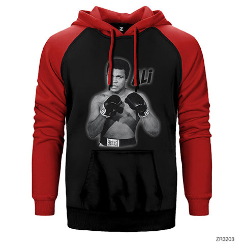 Muhammed Ali Poster Çift Renk Reglan Kol Sweatshirt / Hoodie