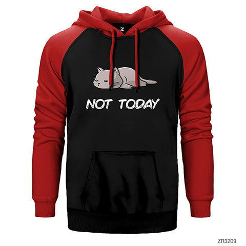 Kedi Not Today Çift Renk Reglan Kol Sweatshirt / Hoodie