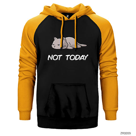 Kedi Not Today Çift Renk Reglan Kol Sweatshirt / Hoodie