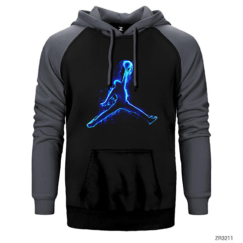 Air Jordan Blue Neon Çift Renk Reglan Kol Sweatshirt / Hoodie