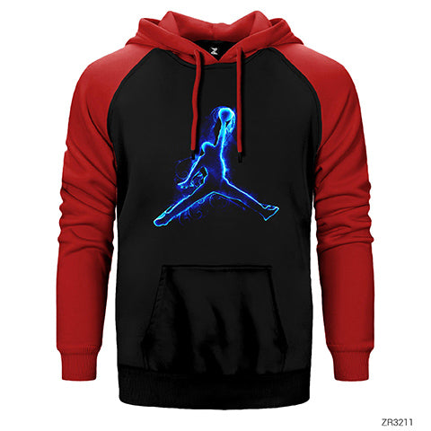 Air Jordan Blue Neon Çift Renk Reglan Kol Sweatshirt / Hoodie