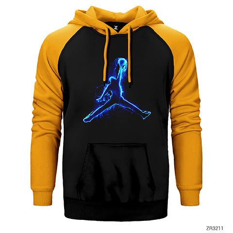 Air Jordan Blue Neon Çift Renk Reglan Kol Sweatshirt / Hoodie