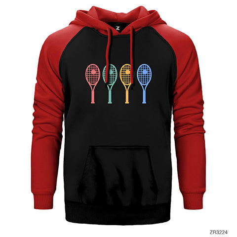 Tennis Racket Çift Renk Reglan Kol Sweatshirt / Hoodie