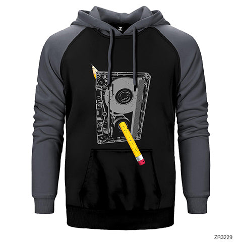 Kaset Çift Renk Reglan Kol Sweatshirt / Hoodie