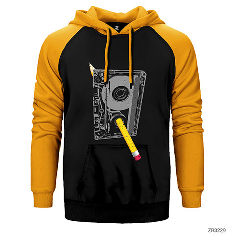 Kaset Çift Renk Reglan Kol Sweatshirt / Hoodie