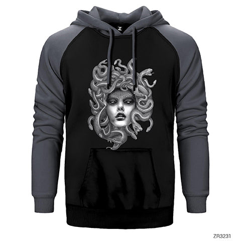 Medusa Çift Renk Reglan Kol Sweatshirt / Hoodie