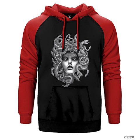Medusa Çift Renk Reglan Kol Sweatshirt / Hoodie